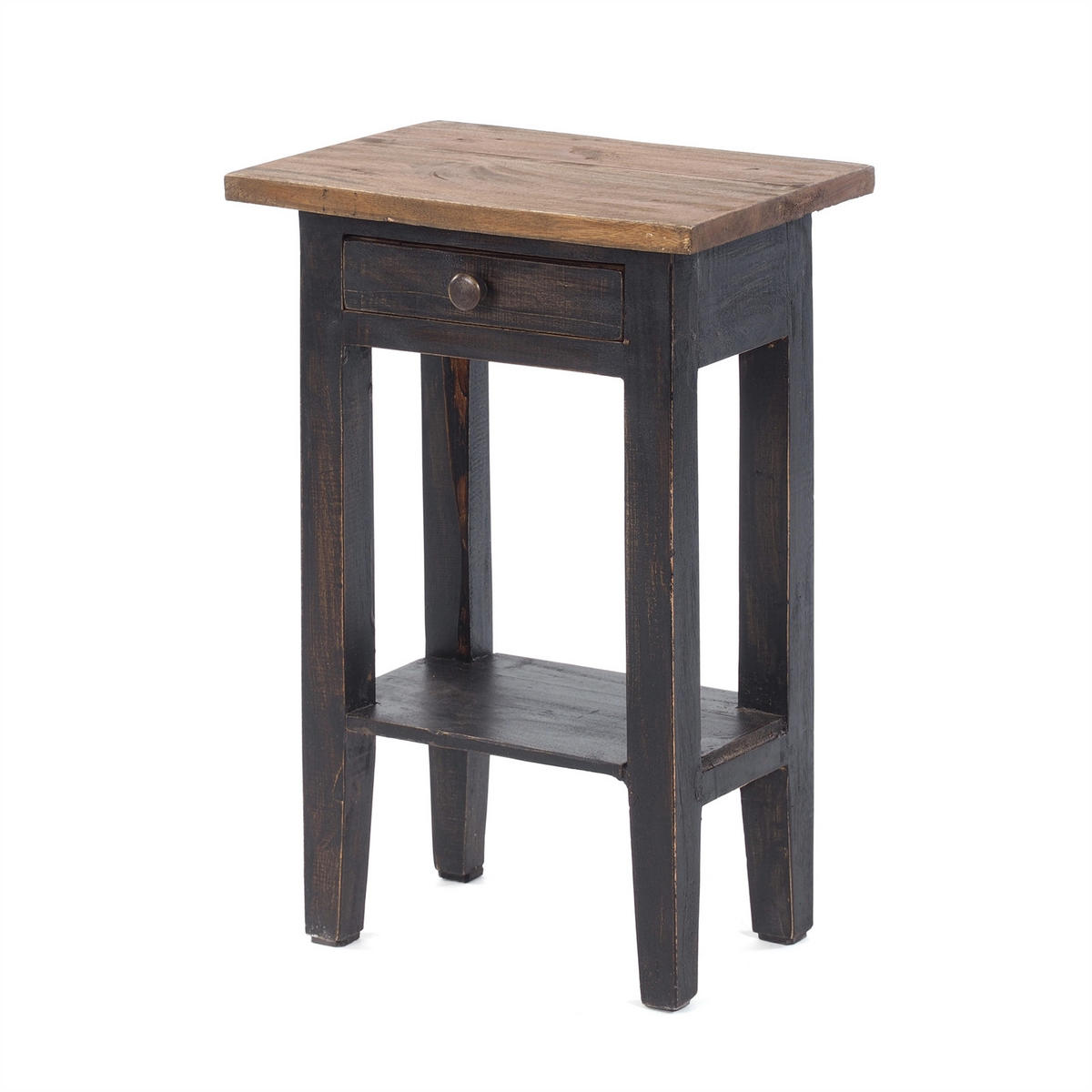 TELEFONTISCH PLANTA Mahagoni Massivholz, mit Schublade 04 schwarz-natur - Graubraun, Holz (24/34/52cm) - DESIGN DELIGHTS