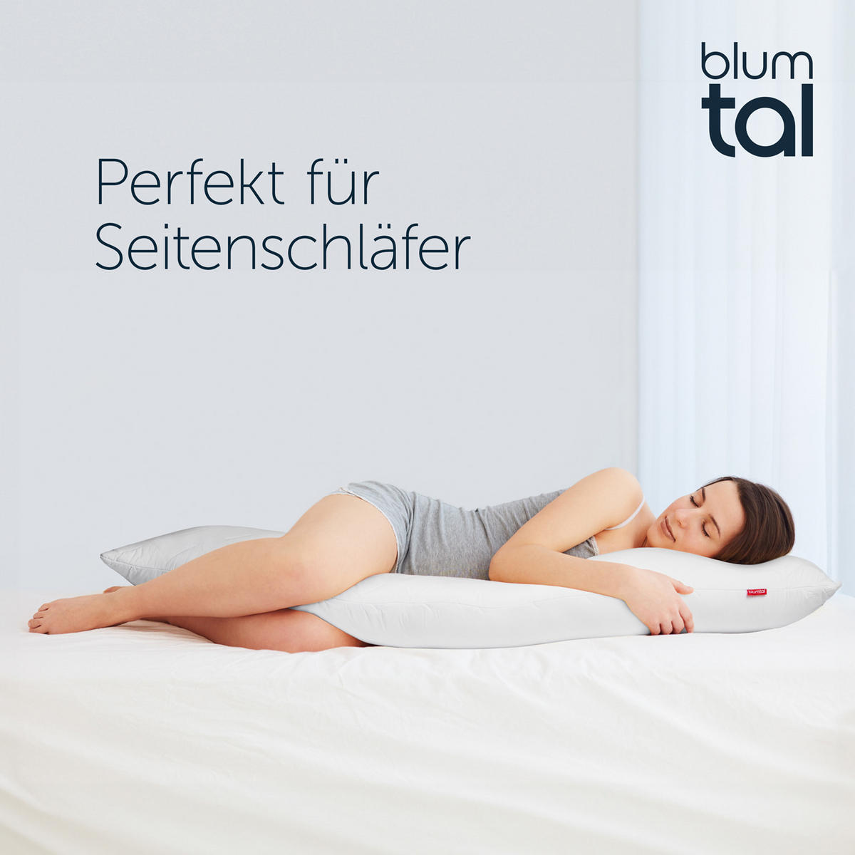 SEITENSCHLÄFERKISSEN mit anpassbarer Füllung 45x145cm - Weiß, Textil (40/145cm) - Blumtal