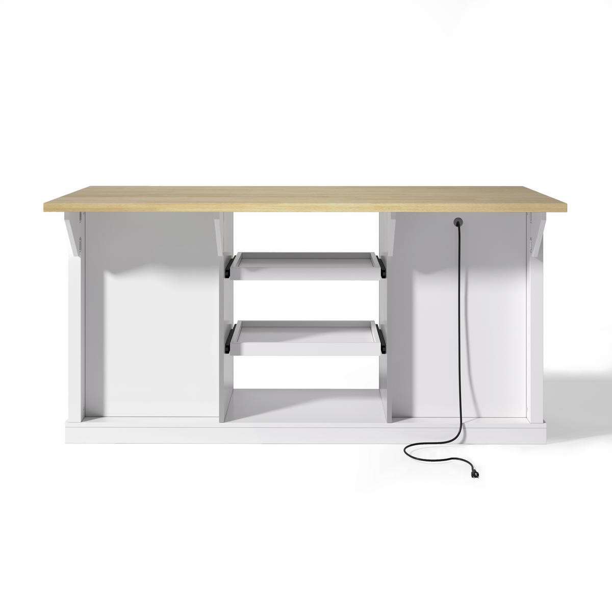 BUFFET 150/65/75,5 cm natur/weiß aus MDF mit Klappplatte und Steckdosen - Naturfarben, Holzwerkstoff (150/75.5/65cm) - OKWISH