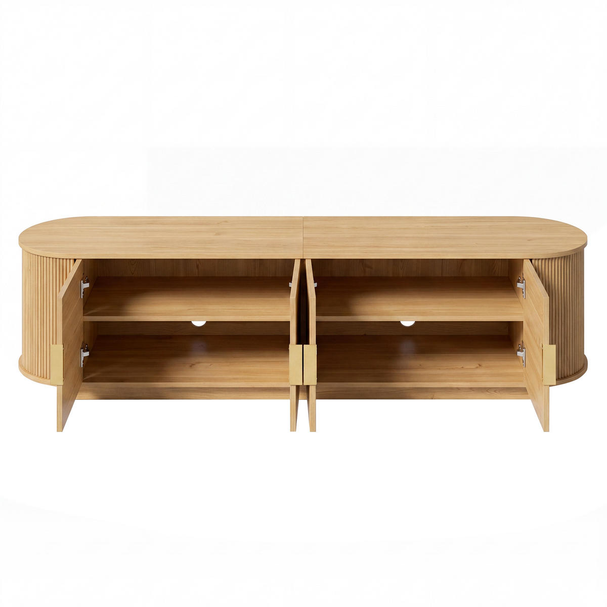 NÍZKÁ KOMODA Vlnitý Vzor MDF 4 Dveře Úložný prostor - přírodní, kompozitní dřevo (180/50/35cm) - FLIEKS