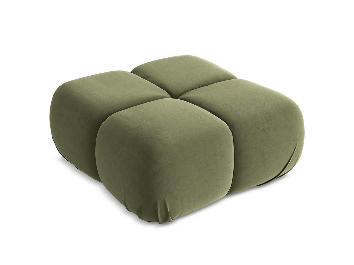 POUF Samt Stoff Grün - Schwarz/Olivgrün, Kunststoff/Textil (95/41/95cm) - Makamii