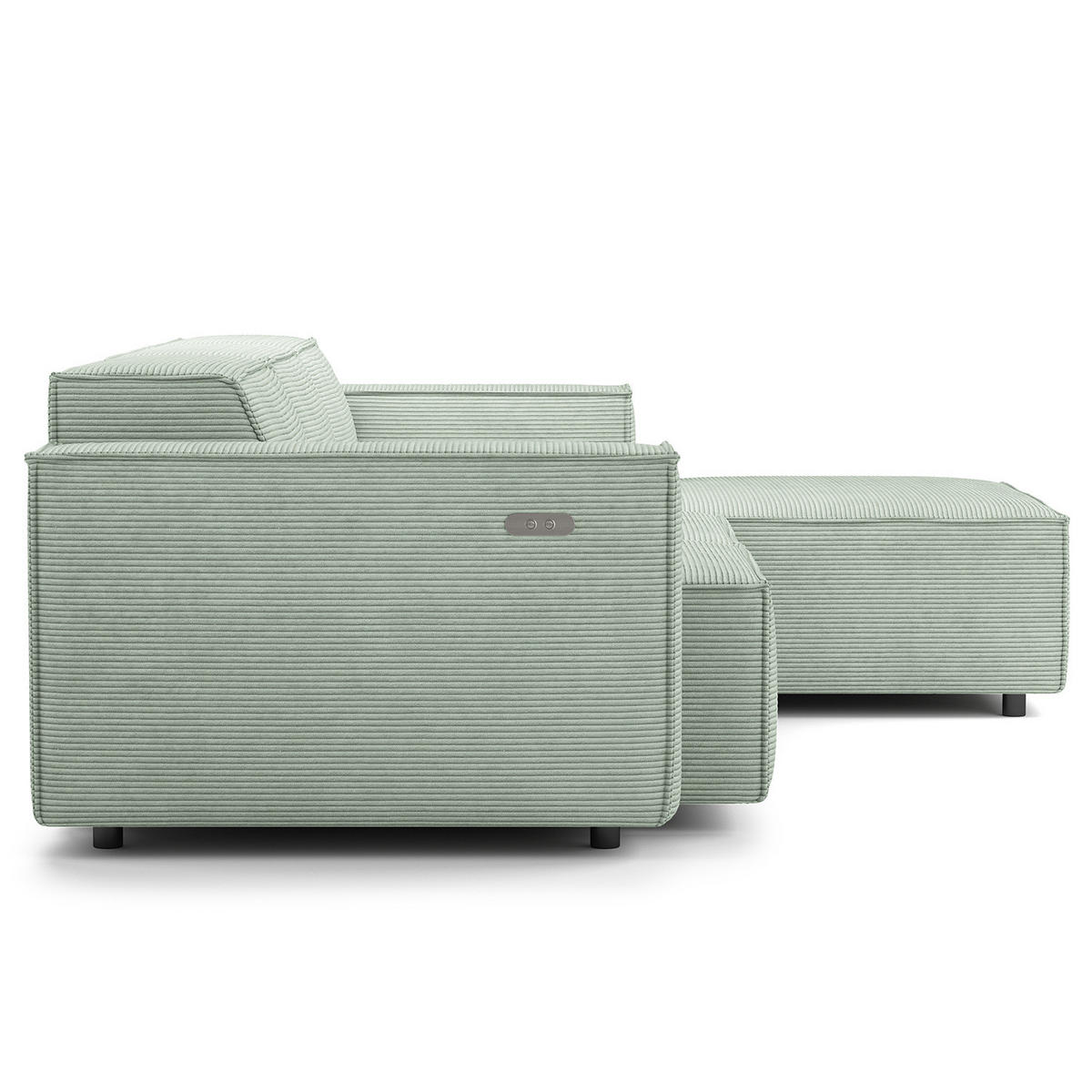 ECKSOFA mit Longchair - Schwarz/Mintgrün, Kunststoff/Textil (260/177cm) - home24