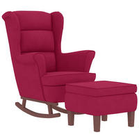 SCHAUKELSESSEL MIT HOCKER 78/93/97 cm Rot Samt - Rot, Textil (93/97/78cm) - vidaXL