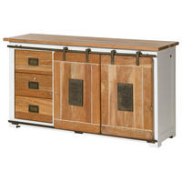 SIDEBOARD Mango 150x45x80 weiß lackiert RAILWAY #500 - Weiß, Holz (150/80/45cm) - Massivmoebel24