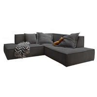 ECKSOFA SAMU Anthrazit Webstoff - Anthrazit/Schwarz, Textil (226/224cm) - KAWOLA