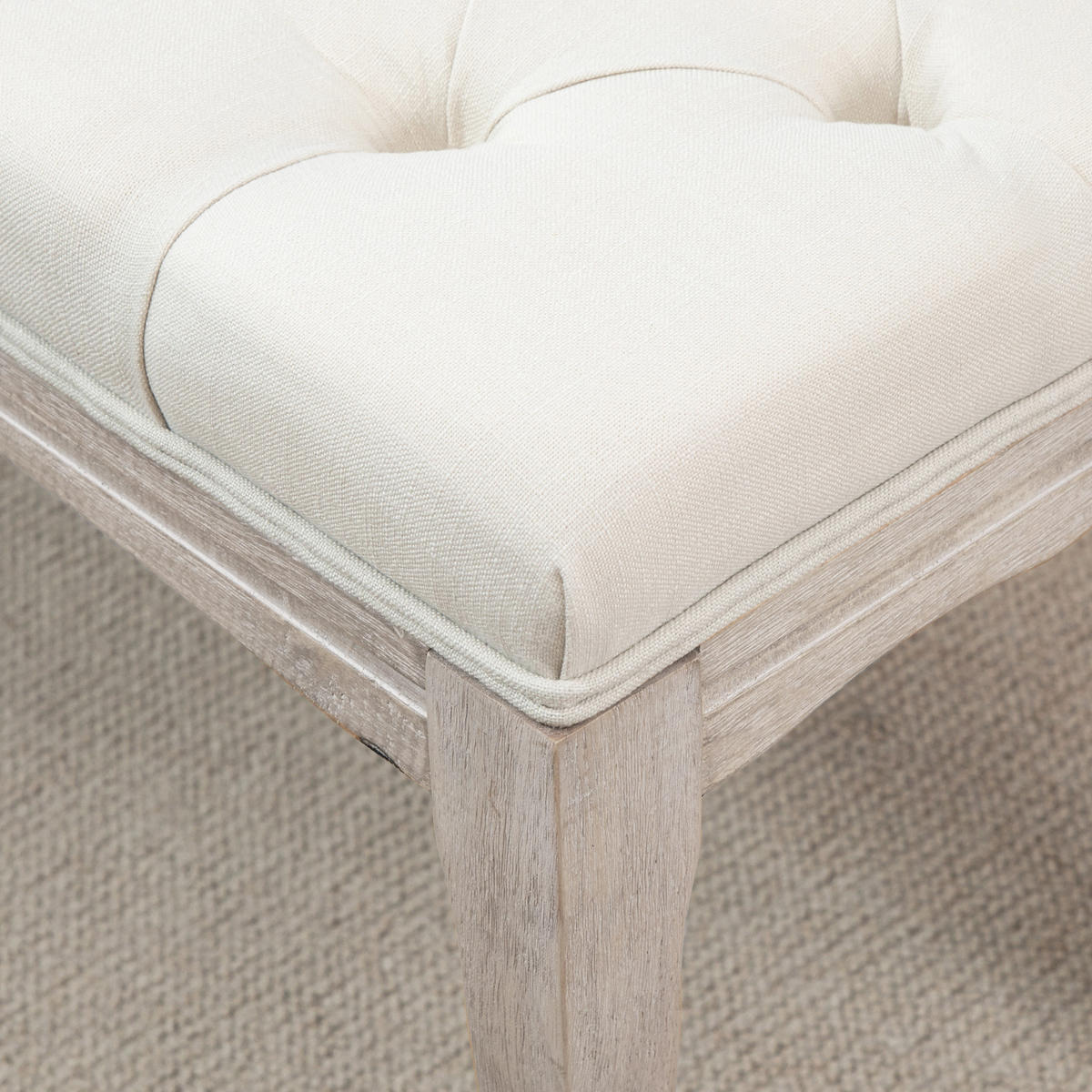 HOCKERBANK DE-12785 Knopfheftung, Leinenbezug Beige - Beige, Holzwerkstoff (38/49/110cm) - ComfortXL