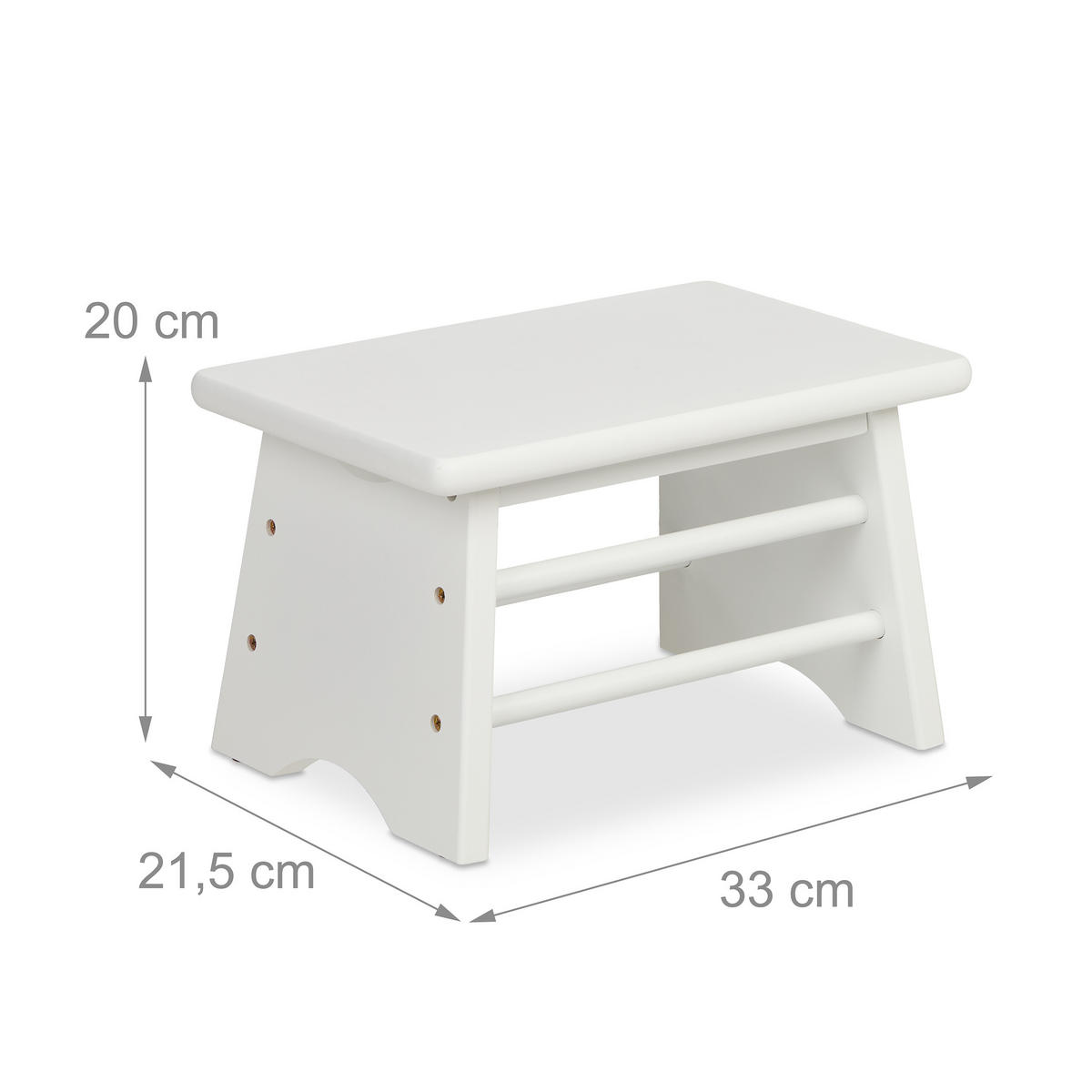 FUSSBANK - Weiß, Holz (33/20/21.5cm) - Relaxdays