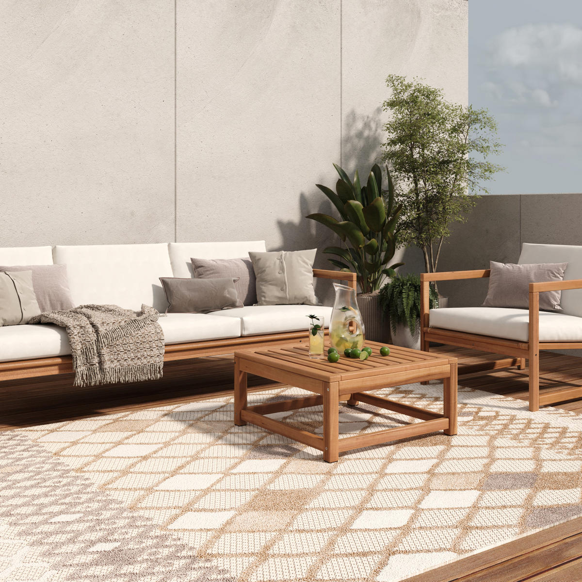 TEPPICH PATIO Creme 200/300 cm - Creme, Kunststoff (200/300cm) - Tapiso