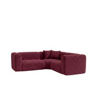 ECKSOFA Modulares, Corner mini, Chenille-Stoff Cremona, Rotwein, GRETA - Weinrot, Holz (380/190cm) - Kaiser Möbel