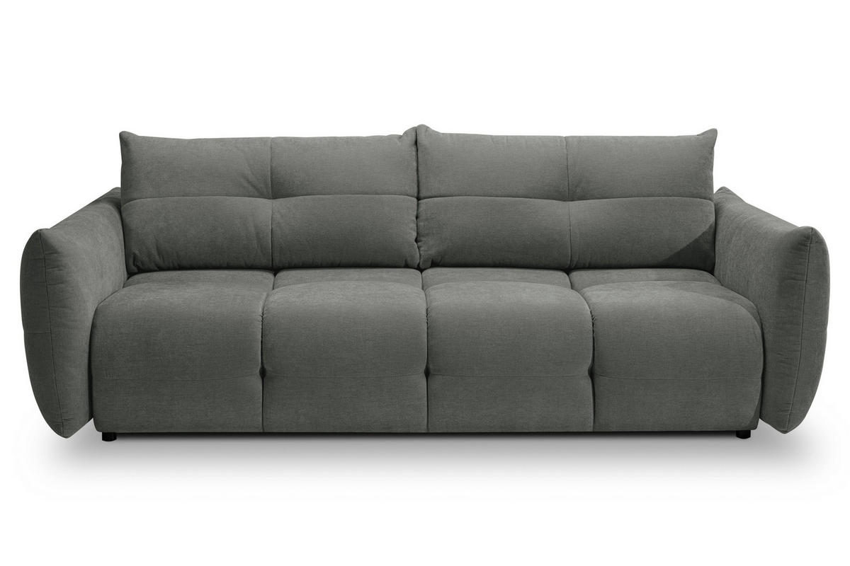 BETTSOFA MODA Grau Chenille-Stoff mit Schlaffunktion - Grau, Holz (245/86/110cm) - MASSENO