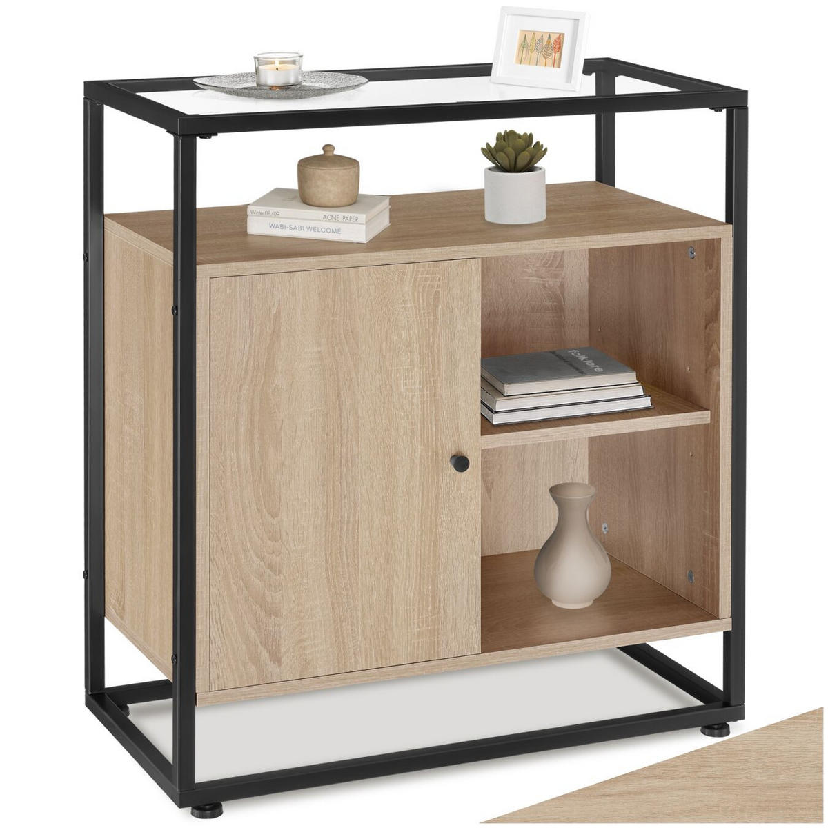 KOMMODE Conventry, 70 x 38 x 80,5 cm, Industrial Holz hell, Eiche Sonoma - Naturfarben, Holzwerkstoff (70/38/80.5cm) - tectake