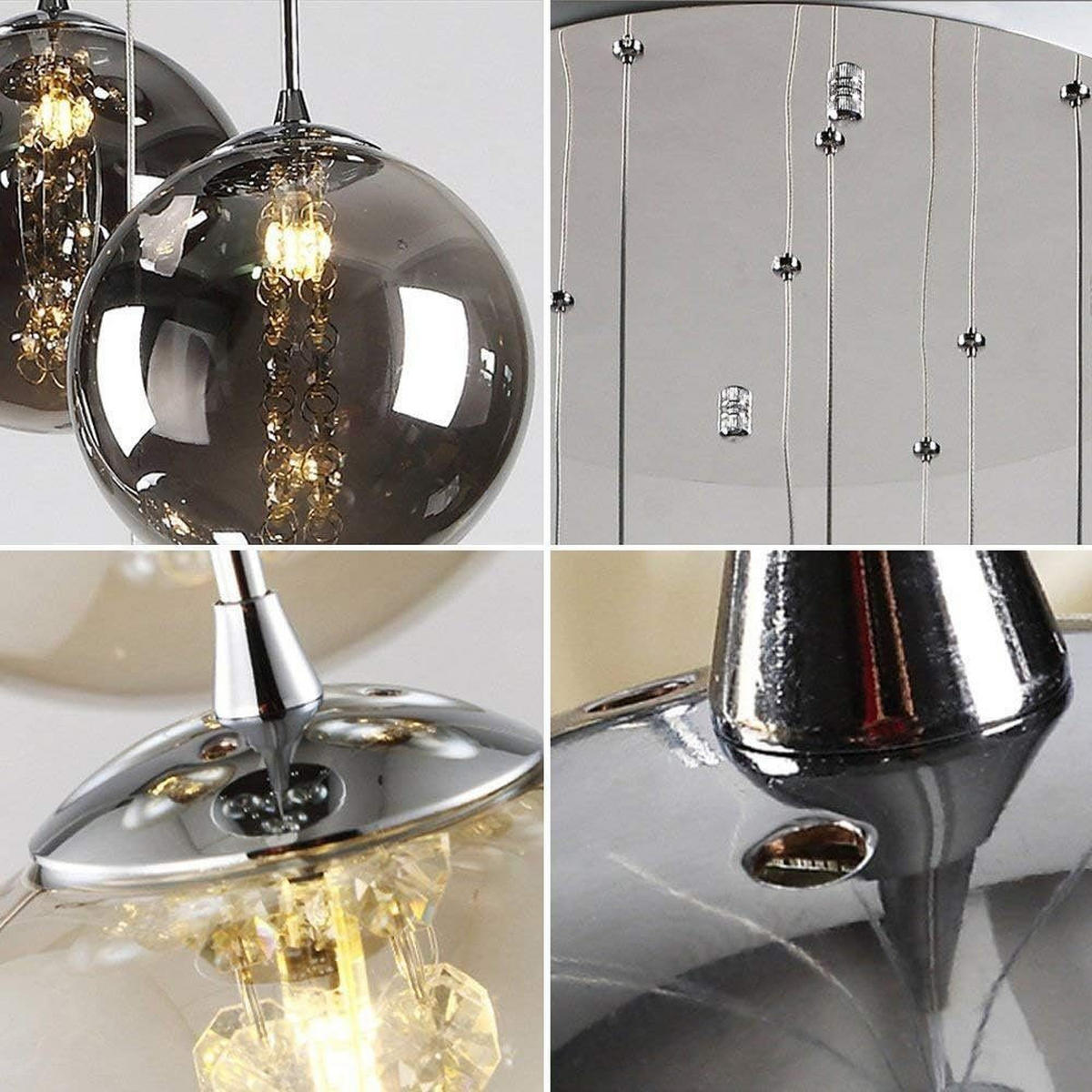 HÄNGELEUCHTE Energie 10-flammig 41/41/240 cm - Grau, Glas (41/41/240cm) - Nettlife