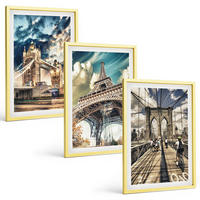 BILDER SET 3er Set - 40x60 cm Goldrahmen - Brücken, Türme, europäische Städte - Goldfarben, Kunststoff (40/60cm) - TULUP