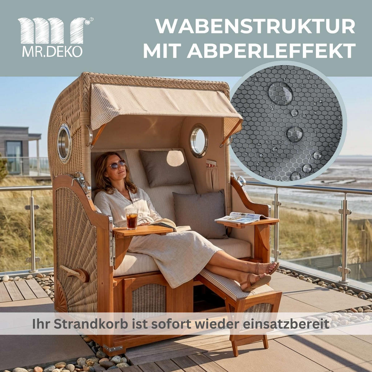 STRANDKORB Abdeckung Aero Protect Gr. L - Grau, Metall (128/170/85cm) - Mr. Deko