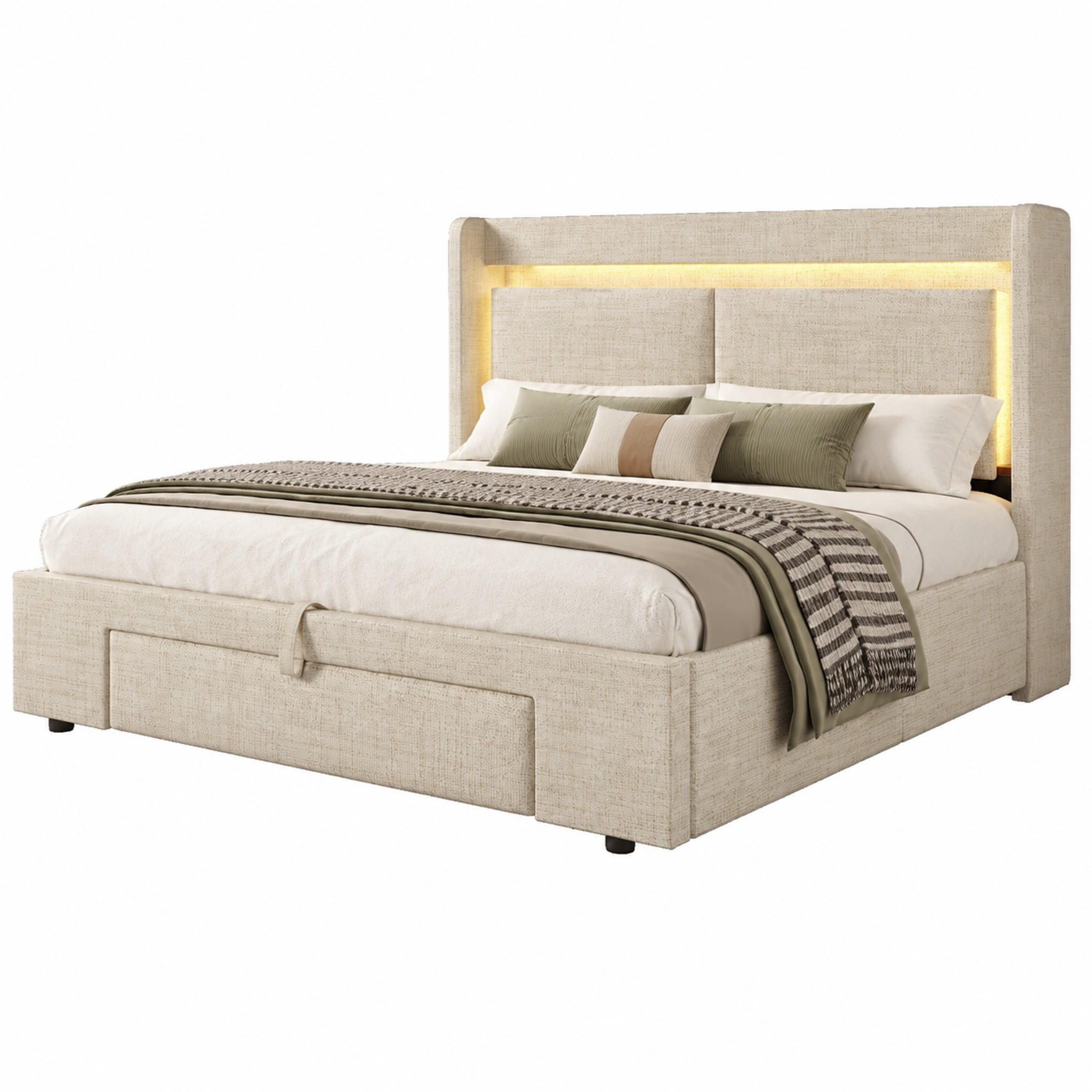 Beauniv Polsterbett Beige 140x200 cm