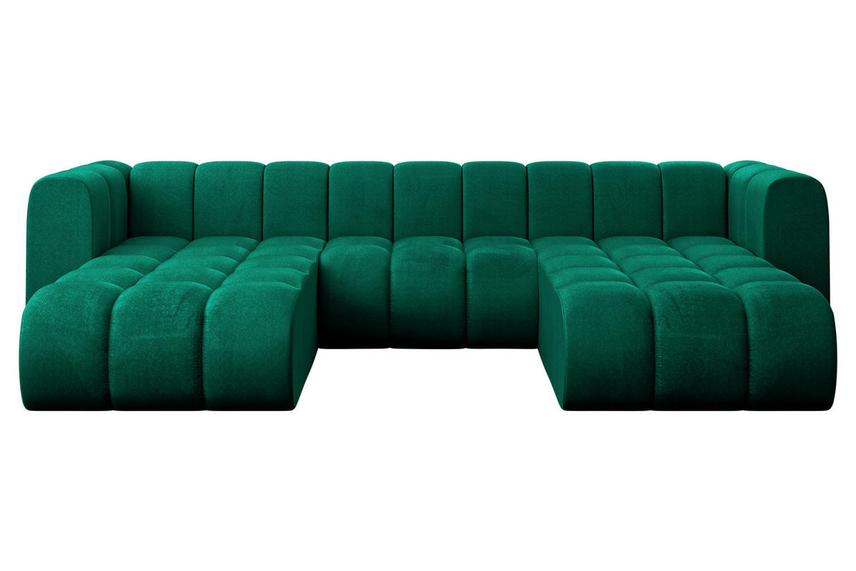 WOHNLANDSCHAFT modulares Sofa Joren-U1 - 319x177x70 cm Grün - Dunkelgrün, Holzwerkstoff/Textil (319/70/177cm) - ALTDECOR