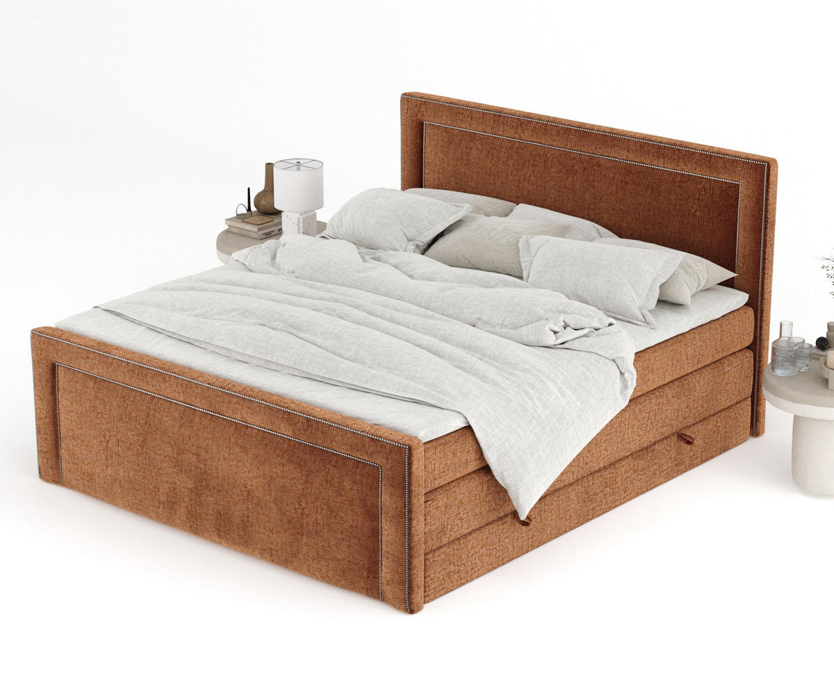 BOXSPRINGBETT Luxora Kupferfarbe 160/200 cm - Schwarz/Kupferfarben, Holz/Holzwerkstoff (160/200cm) - Maison de Reve