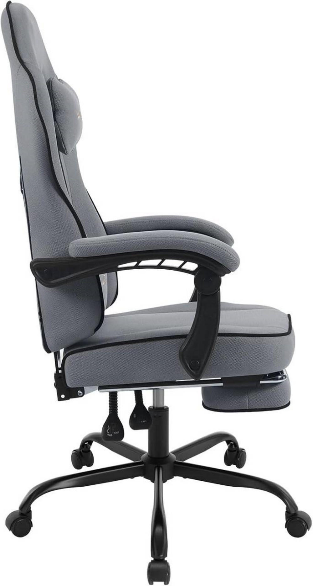 GAMINGSTUHL Drehstuhl, Netzstoff, Grau - Schwarz/Grau, Kunststoff/Textil (63.5/117.5/60cm) - Woltu