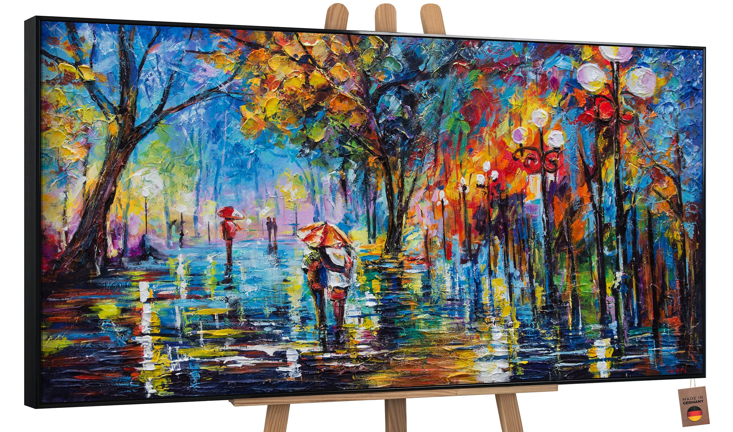 GEMÄLDE Herbstliche Allee Schattenfugenrahmen Schwarz 200x100 cm - Schwarz, Holz (200/100cm) - YS-art gallery
