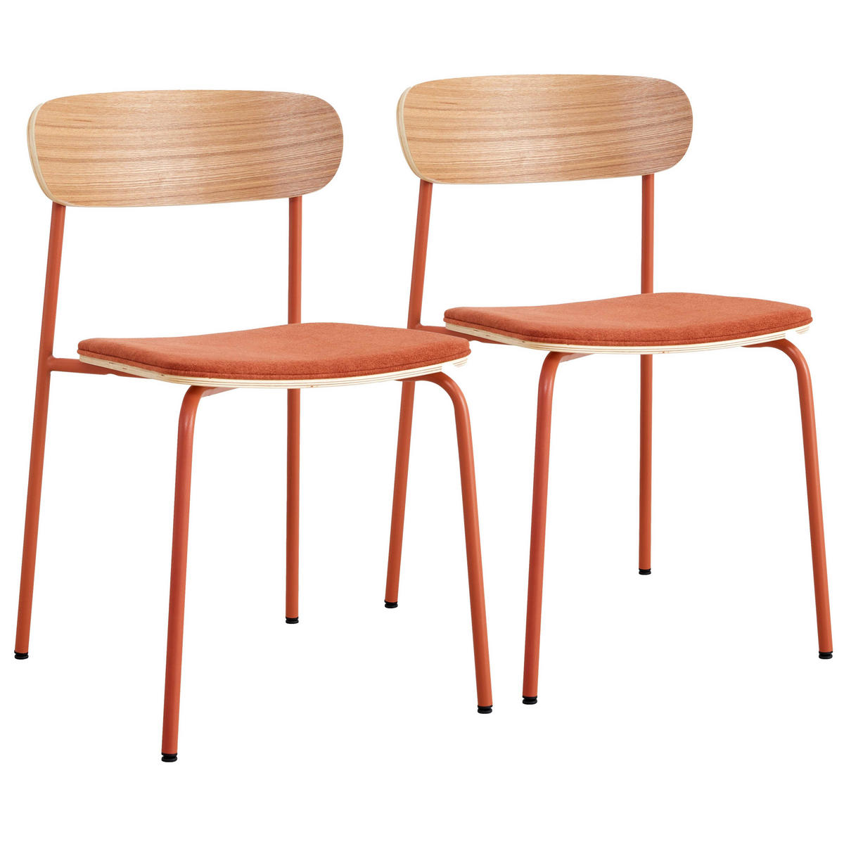 STUHL 2-tlg., Orange - Orange, Holz (46/78/52cm) - Oviala