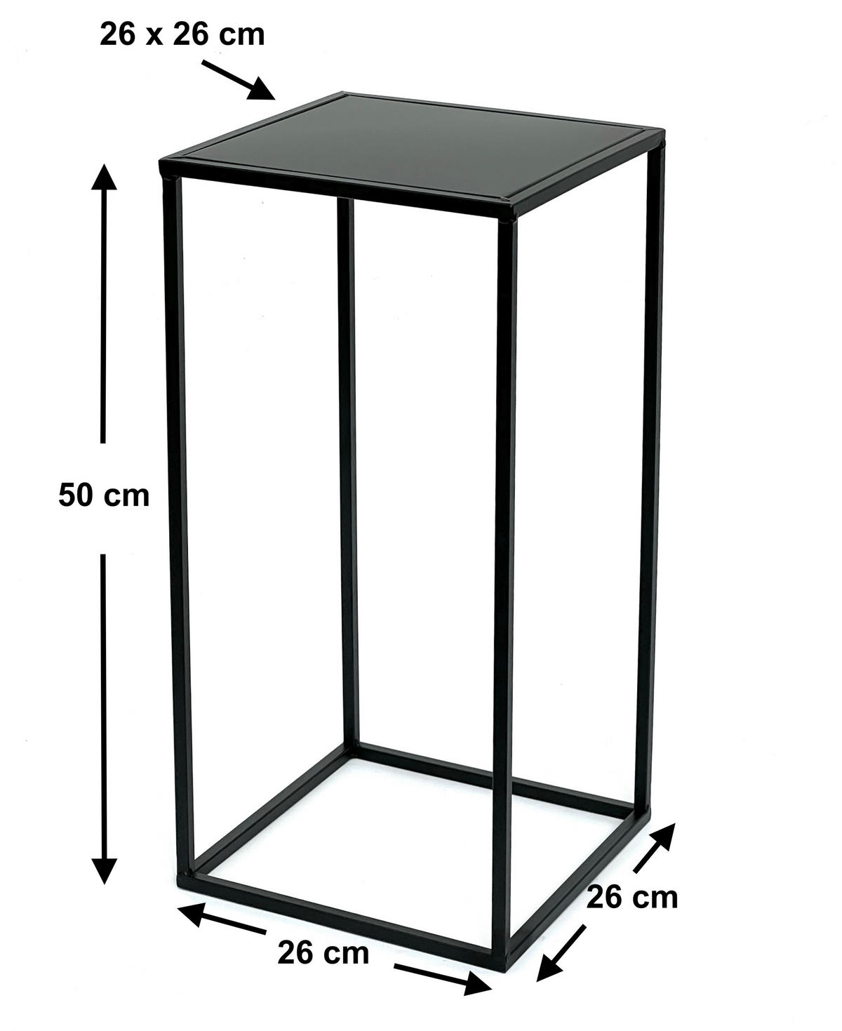 BLUMENHOCKER Metall Schwarz Eckig 50 cm Blumenständer Beistelltisch 96312 S Blumensäule Modern Pflanzenständer Pflanzenhocker - Schwarz, Metall (26/50/26cm) - DanDiBo