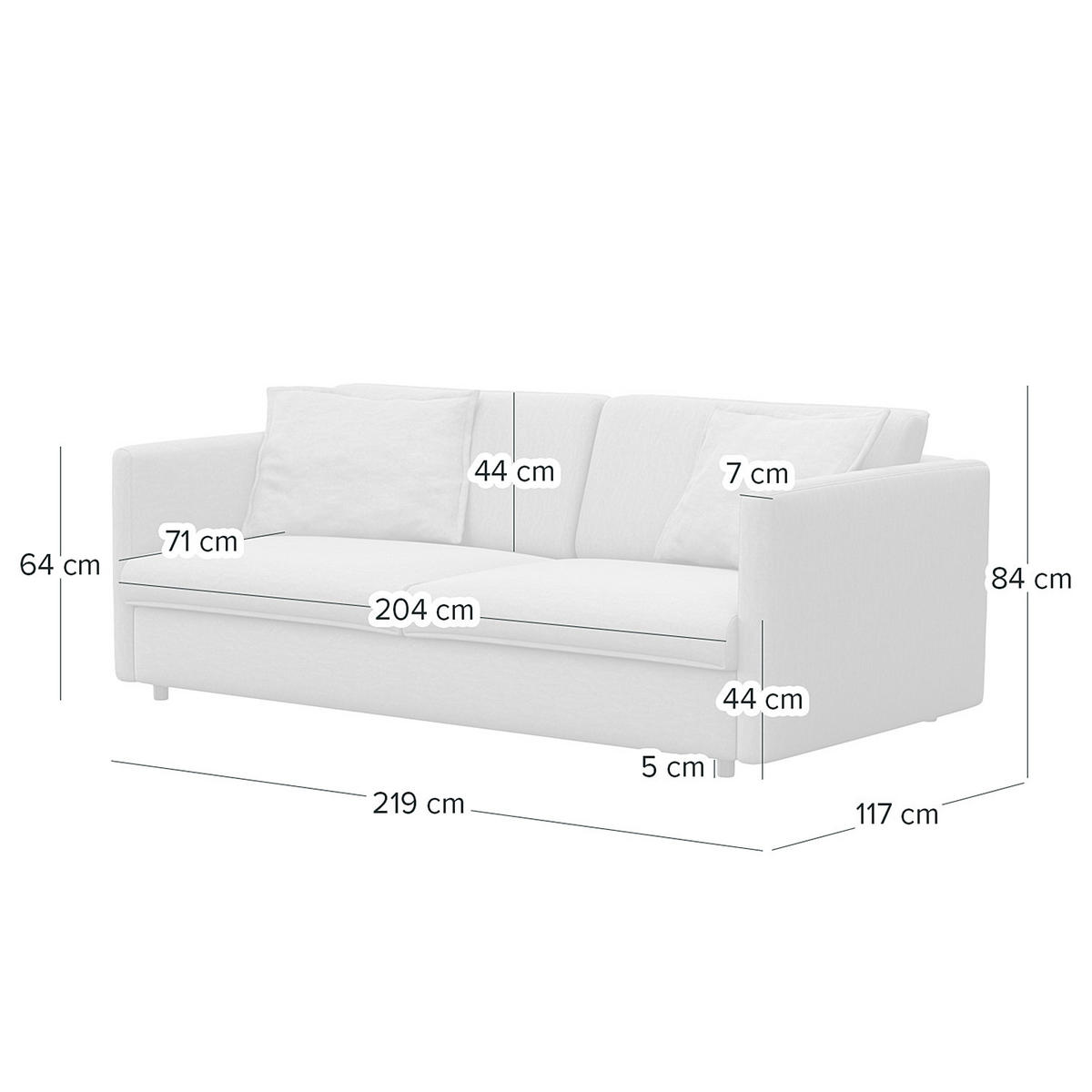 3-SITZER SOFA - Blau/Schwarz, Kunststoff/Textil (219/84/117cm) - home24