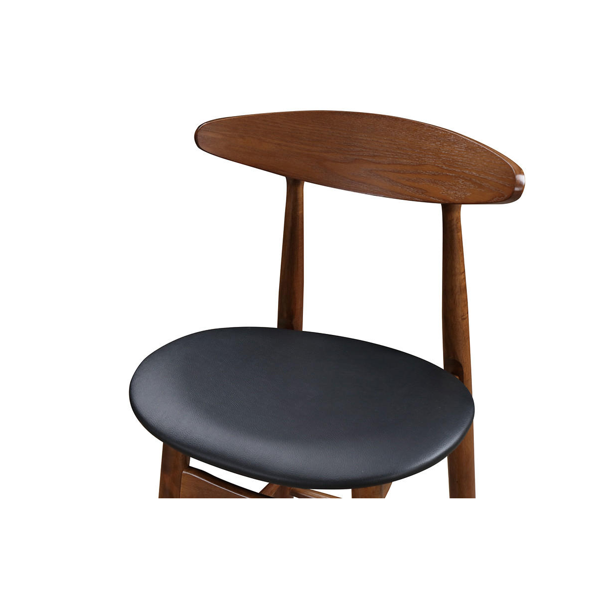 BARHOCKER Vintage Nussbaum PU Schwarz 65 cm 2er-Set WALFORD - Walnussfarben, Holz (51/98/52cm) - Miliboo