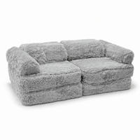 KINDERSOFA Mammoth 6-teilig flauschig - Hellgrau, Textil (120/25/60cm) - MeowBaby