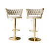 BARHOCKER-SET Muz BS-1141 (2 Stück in Samt) - Beige/Goldfarben, Textil/Metall (50/98/48cm) - MIRJAN24