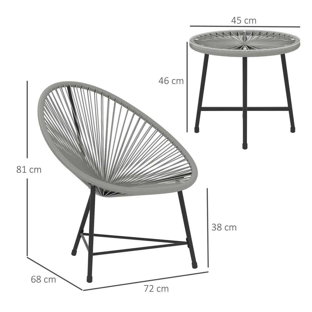 RATTAN-STUHL Grau 72.0/68.0/81.0cm - Grau, Metall (68/81/72cm)