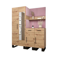GARDEROBEN-SET 196/158/45,6 - Pink/Schwarz, Holz/Kunststoff (158/196/45.6cm) - Abiks Möbel