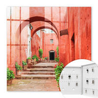 SCHLÜSSELBOX Weiß 30x30 cm – Türöffnung nach rechts - Rote Straße - Rot, Metall (30/30/5cm) - TULUP