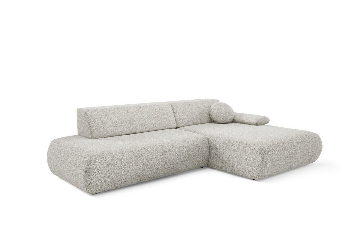 ECKSOFA DELTA R-S Hellgrau Geflochtener Stoff mit Schlaffunktion - Hellgrau, Holz (286/173.5cm) - MASSENO