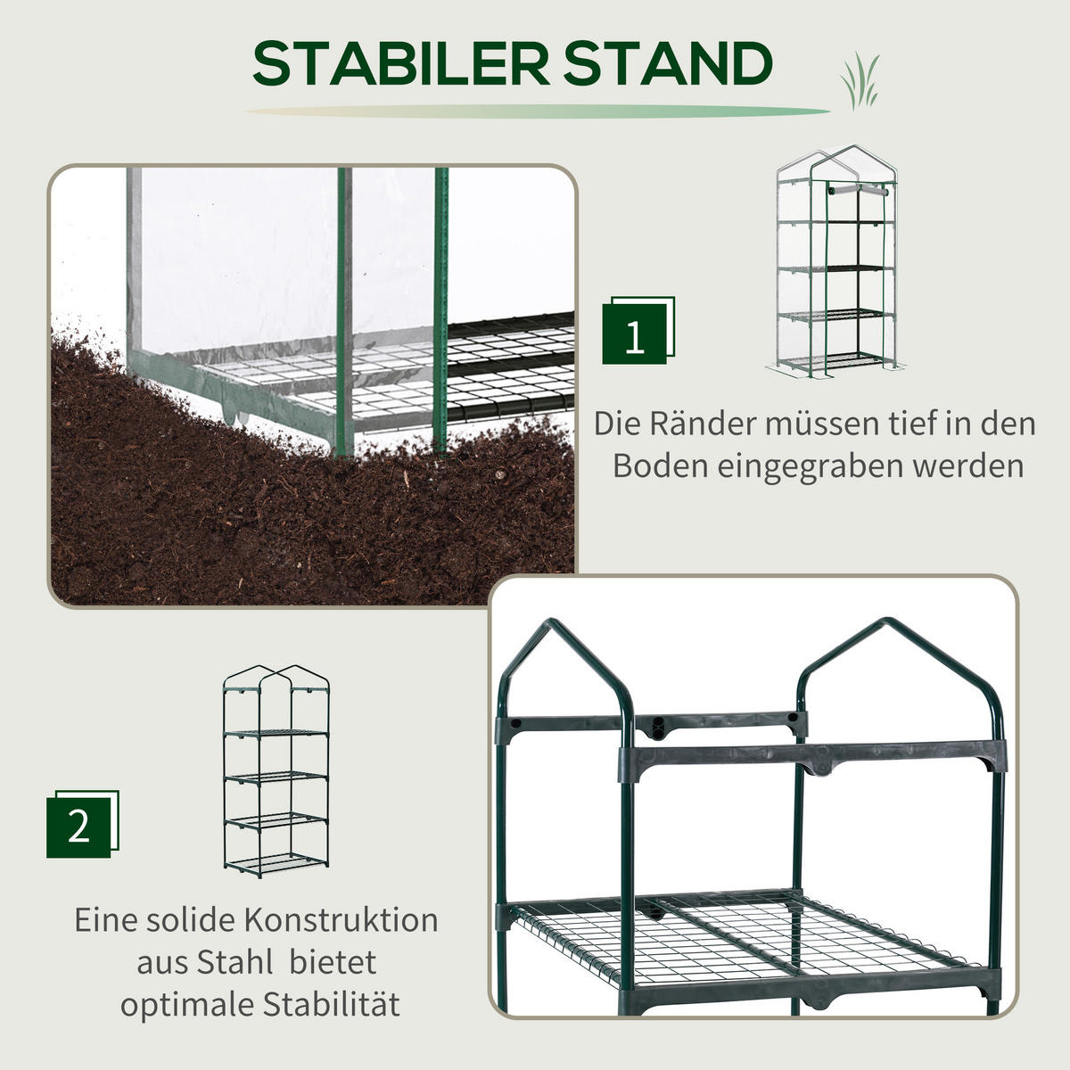 FOLIENGEWÄCHSHAUS, Transparent, PVC, Stahl - Transparent, Kunststoff (50/160/70cm) - Outsunny