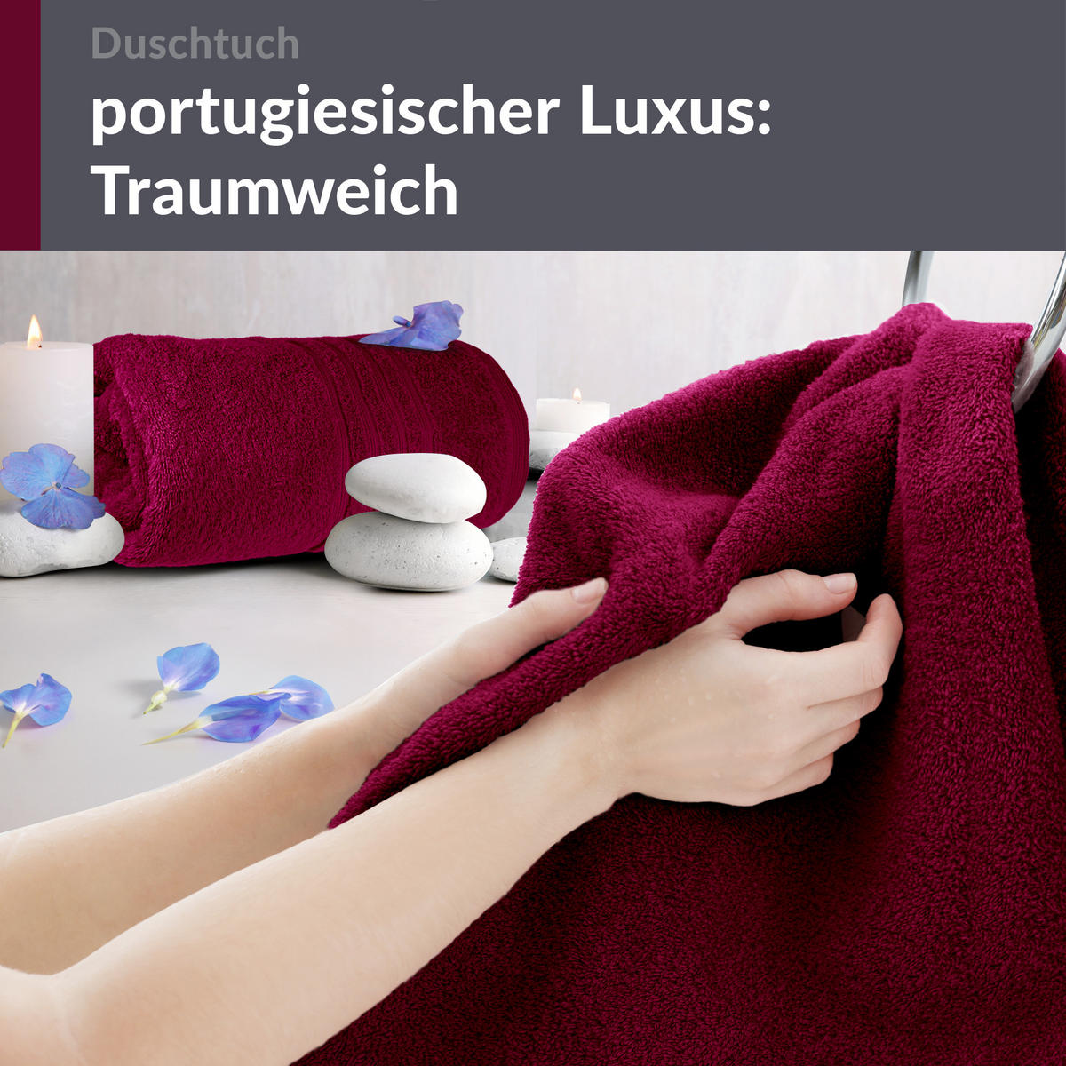 DUSCHTUCH London Kirsch Rot 2er Set 70x140 - Kirschrot, Textil (70/140cm) - Lashuma