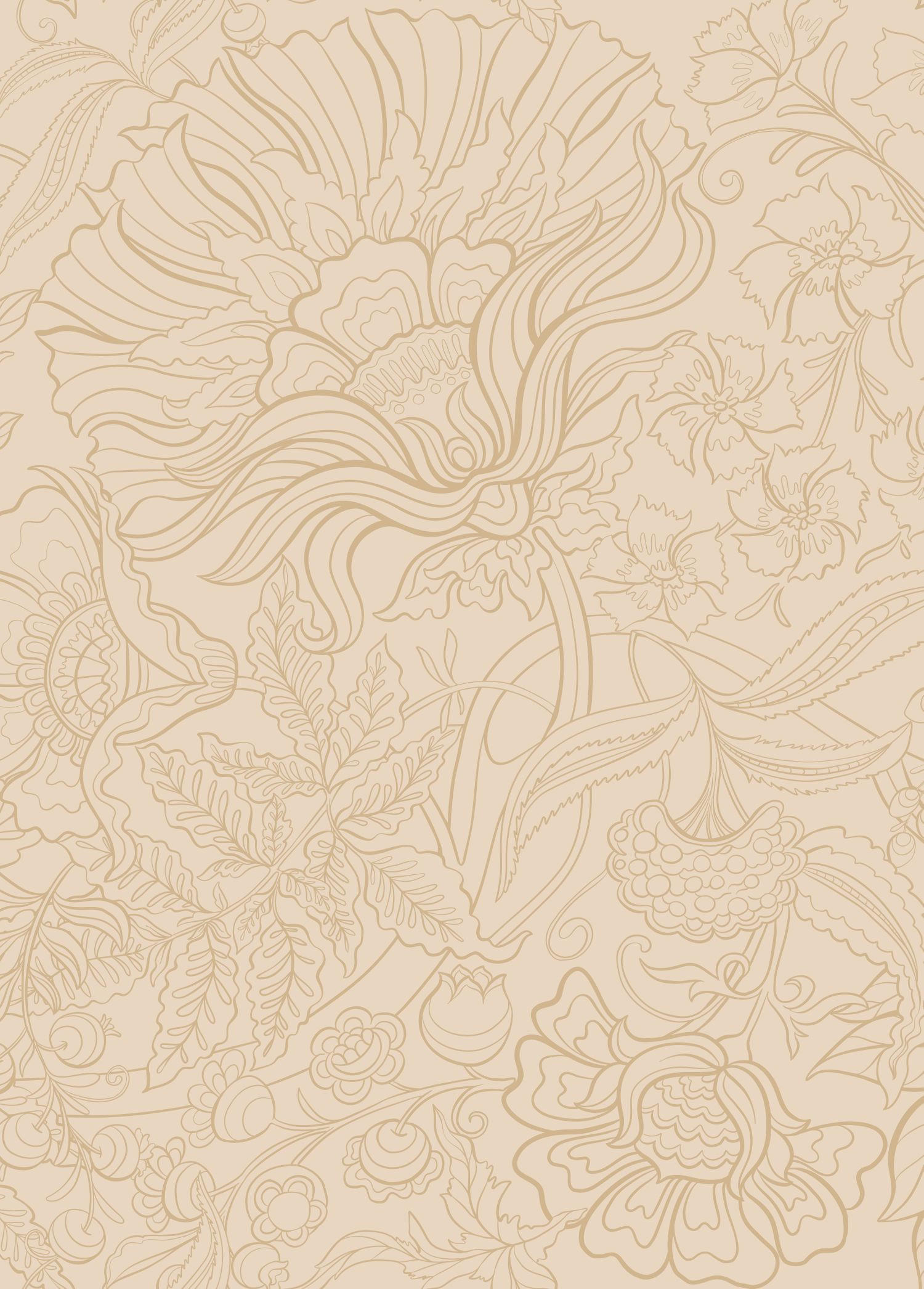 FOTOTAPETE Blumen 200 x 279 cm - Beige, Papier (200/279cm) - ESTAhome