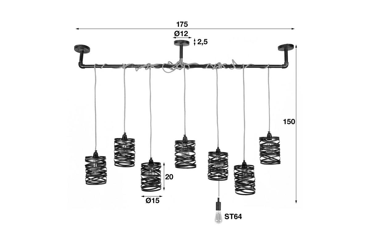 HÄNGELAMPE ALMAS Schwarz Metall - Schwarz, Metall (15/157/150cm) - KAWOLA