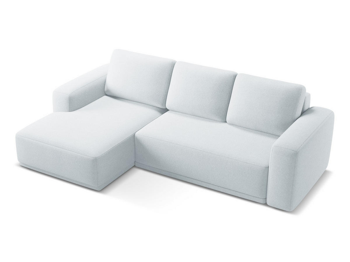 ECKSOFA mit Schlaffunktion Chenille Stoff Blau - Blau/Schwarz, Kunststoff/Textil (160/258cm) - Makamii