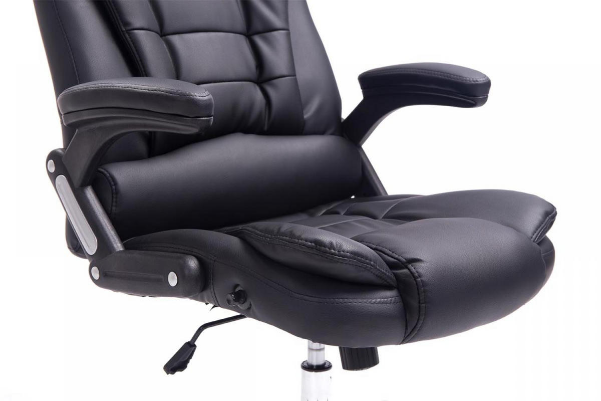 CHEFSESSEL Lederlook schwarz - Chromfarben/Schwarz, Textil/Metall (69.5/113/78cm) - CLP