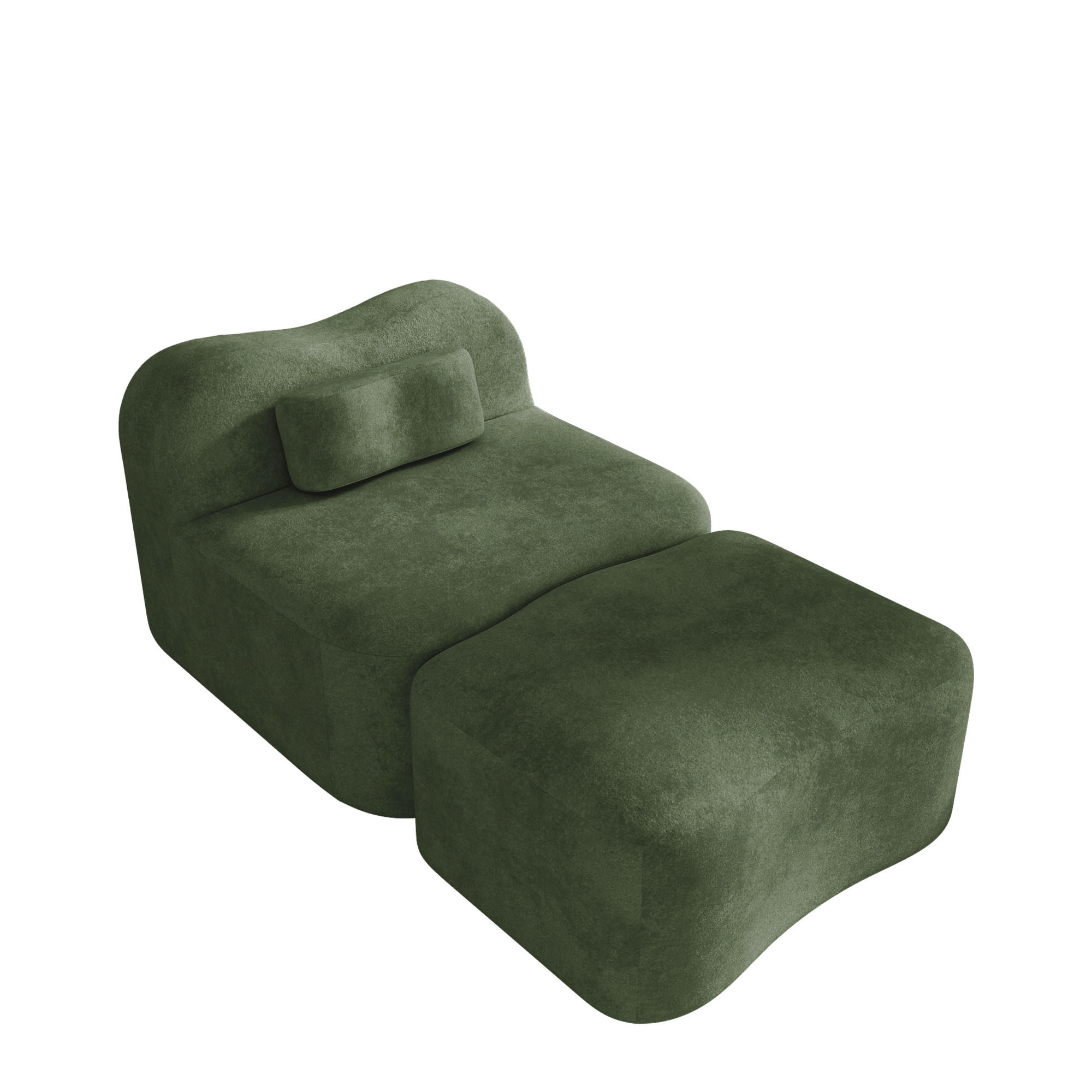 XXL-SESSEL Modular rahmenlos mit Ottoman, DE-42655, Grün - Grün, Textil (96/70/167cm) - ComfortXL