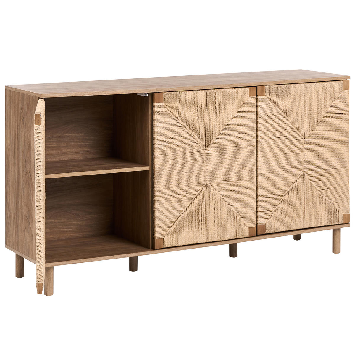 SIDEBOARD mit 3 Türen Hellbraun Bondi - Hellbraun/Braun, Holz/Holzwerkstoff (153/81/40cm) - Beliani