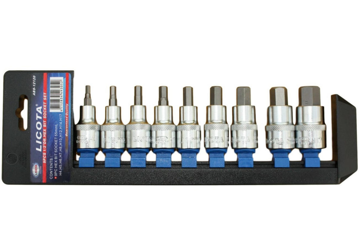 STECKSCHLÜSSELSATZ Innensechskant, 9-teilig, 1/2 Zoll, Chrom Vanadium - Chromfarben, Metall (30/1/1cm) - BONI-SHOP