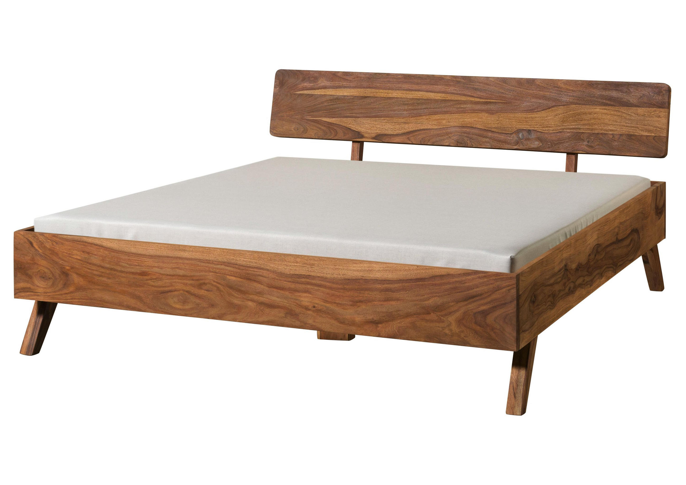 HOLZBETT Sheesham 180x200x80 natur sandgestrahlt lackiert MALMÖ 2 #233 - Braun, Holz (180/200cm) - Massivmoebel24