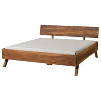 HOLZBETT Sheesham 180x200x80 natur sandgestrahlt lackiert MALMÖ 2 #233 - Braun, Holz (180/200cm) - Massivmoebel24