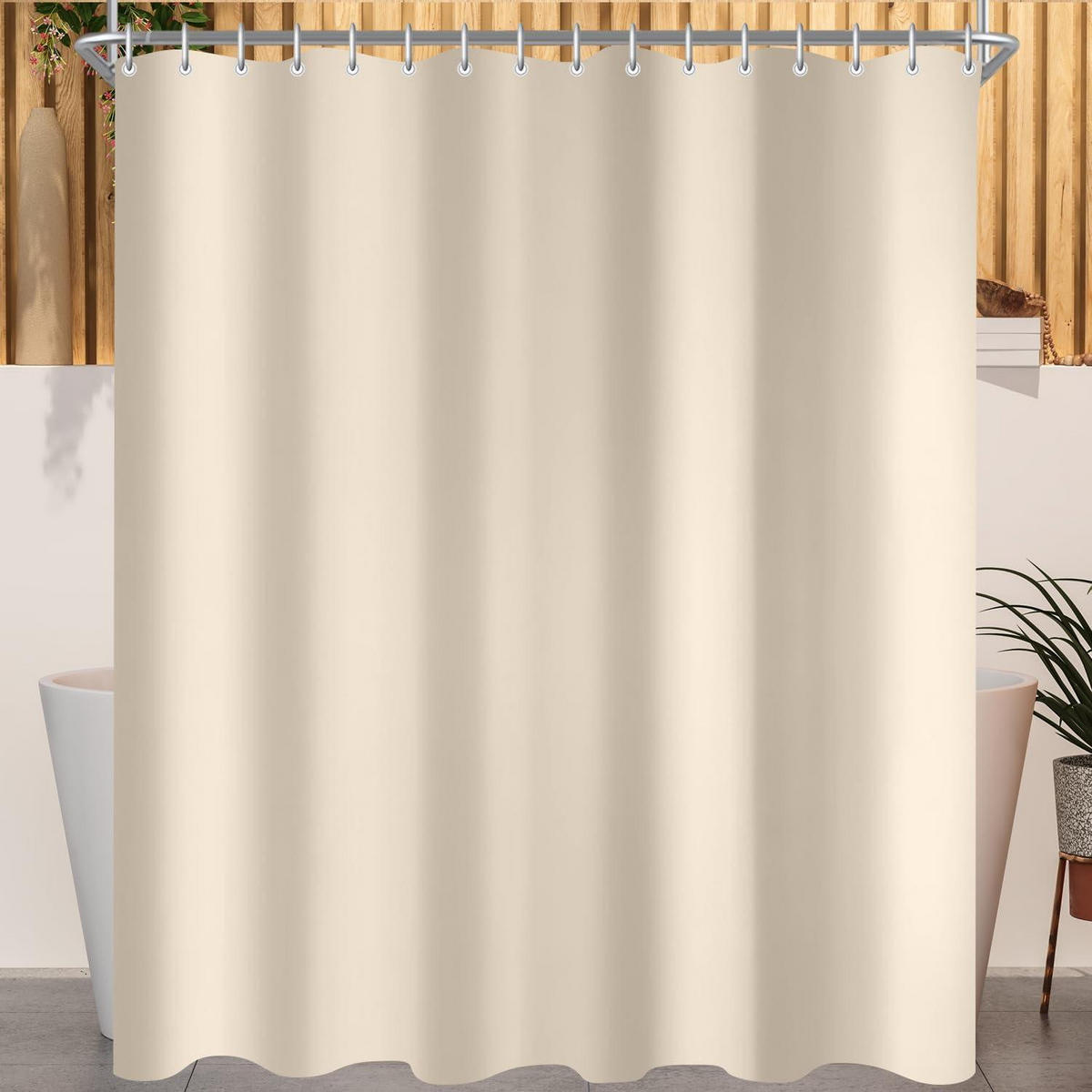 DUSCHVORHANG Beige 180 x 230 cm mit beschwertem Saum - Beige, Textil (180/230cm)