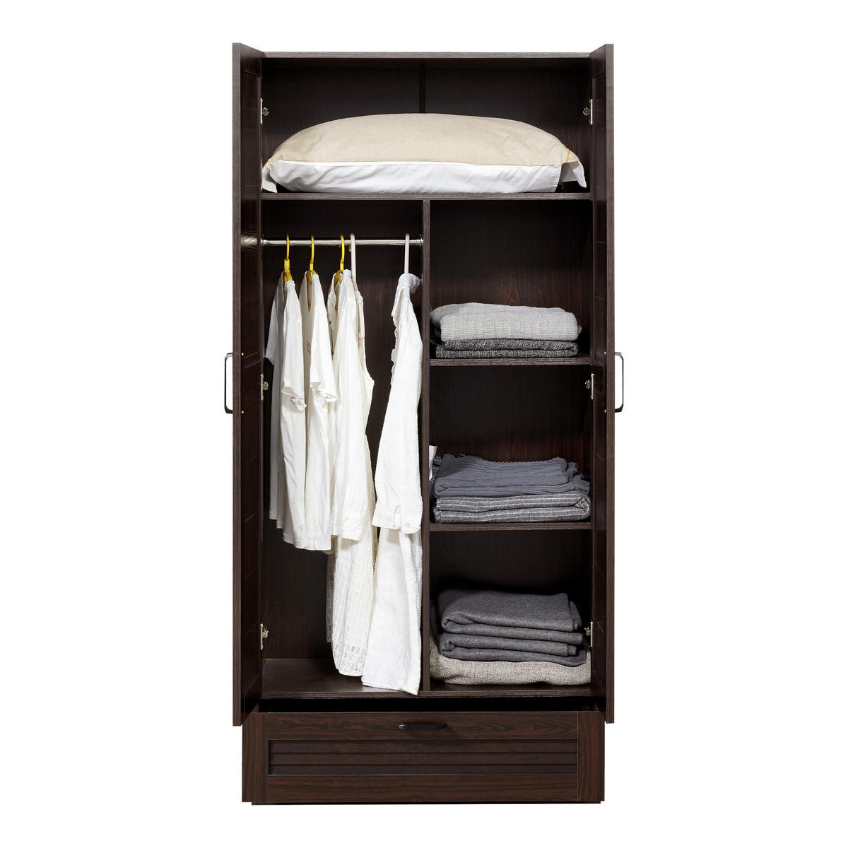 KLEIDERSCHRANK Finning - Walnussfarben, Holzwerkstoff (80/176/52cm) - [en.casa]