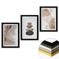 WANDBILDER 3er-Set - 20x30 cm Schwarzer Rahmen - Abstrakte Pastellformen - Schwarz, Kunststoff (20/30cm) - ArtPrintCave