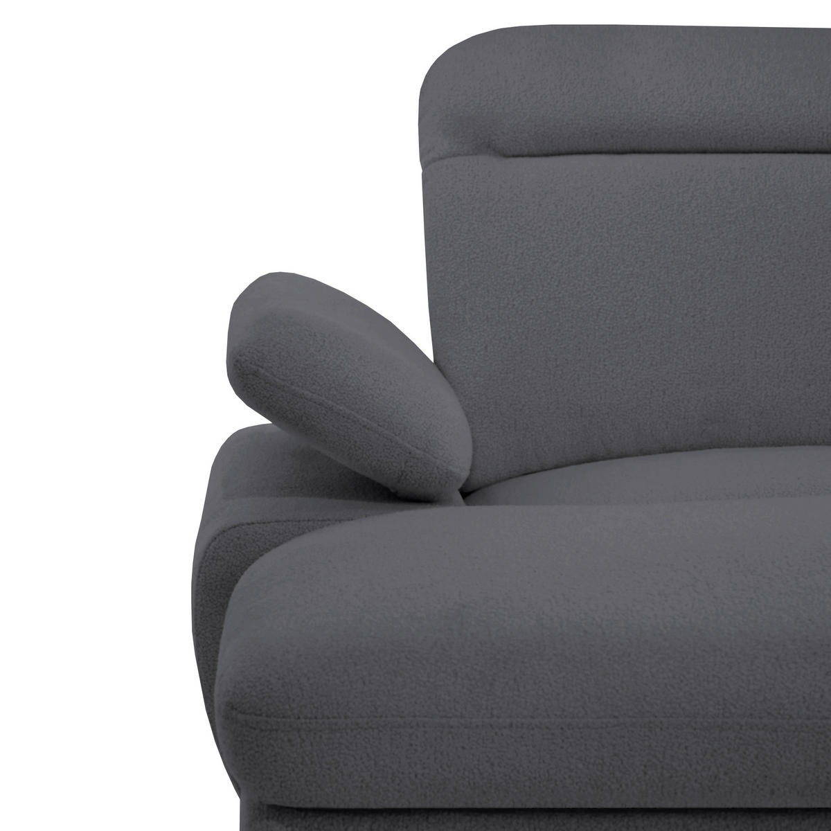 WOHNLANDSCHAFT Sora U mit Schlaffunktion und verstellbarer Sitztiefe, Kopfstützen und Armlehne, 365 cm, Anthrazit, Rechts - Anthrazit/Schwarz, Textil (365/107/235cm) - Beautysofa