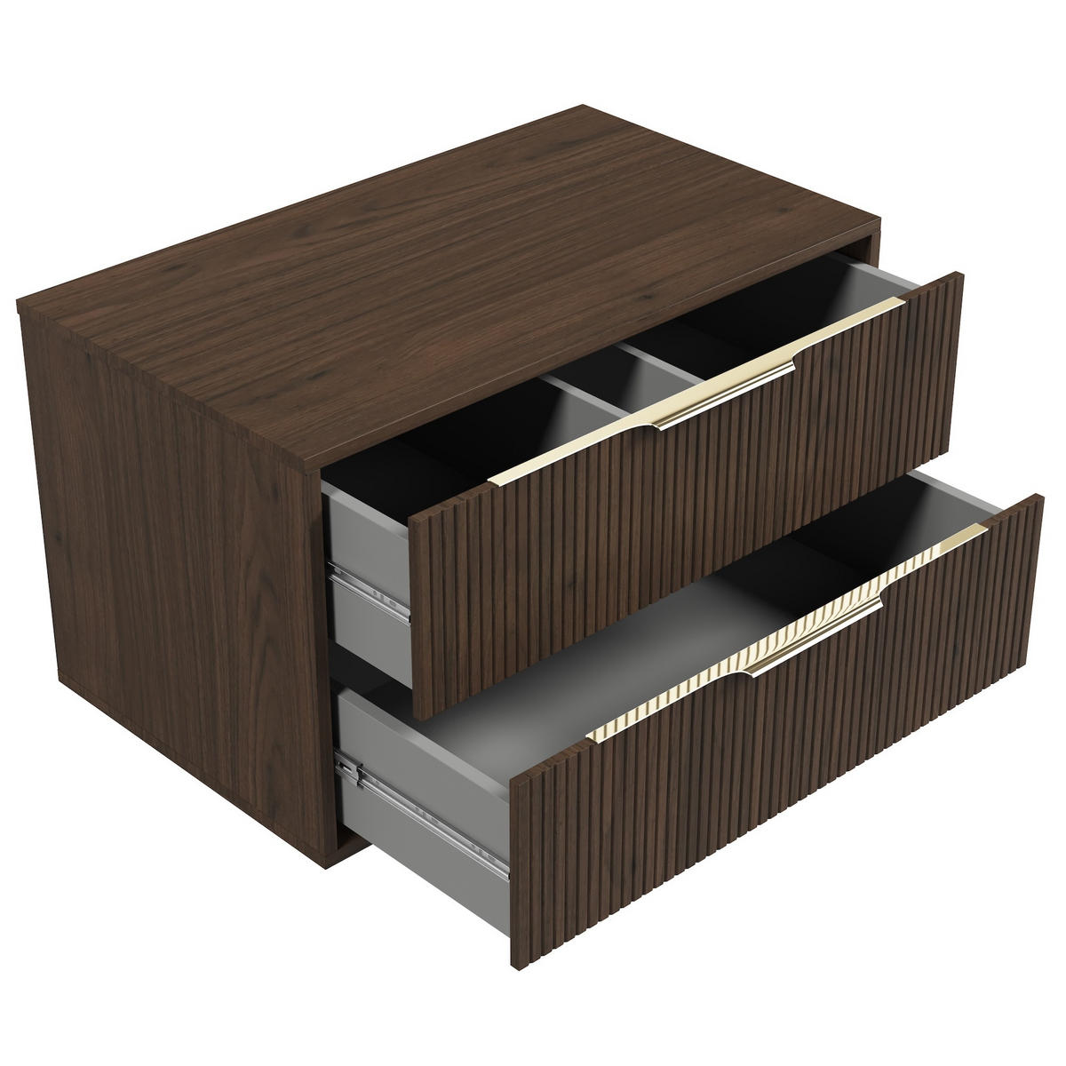 WASCHBECKENUNTERSCHRANK Rimini 2 Schubladen Walnuss Braun - 80 x 46 x 46 cm - Walnussfarben/Braun, Holz (80/46/46cm) - Badplaats