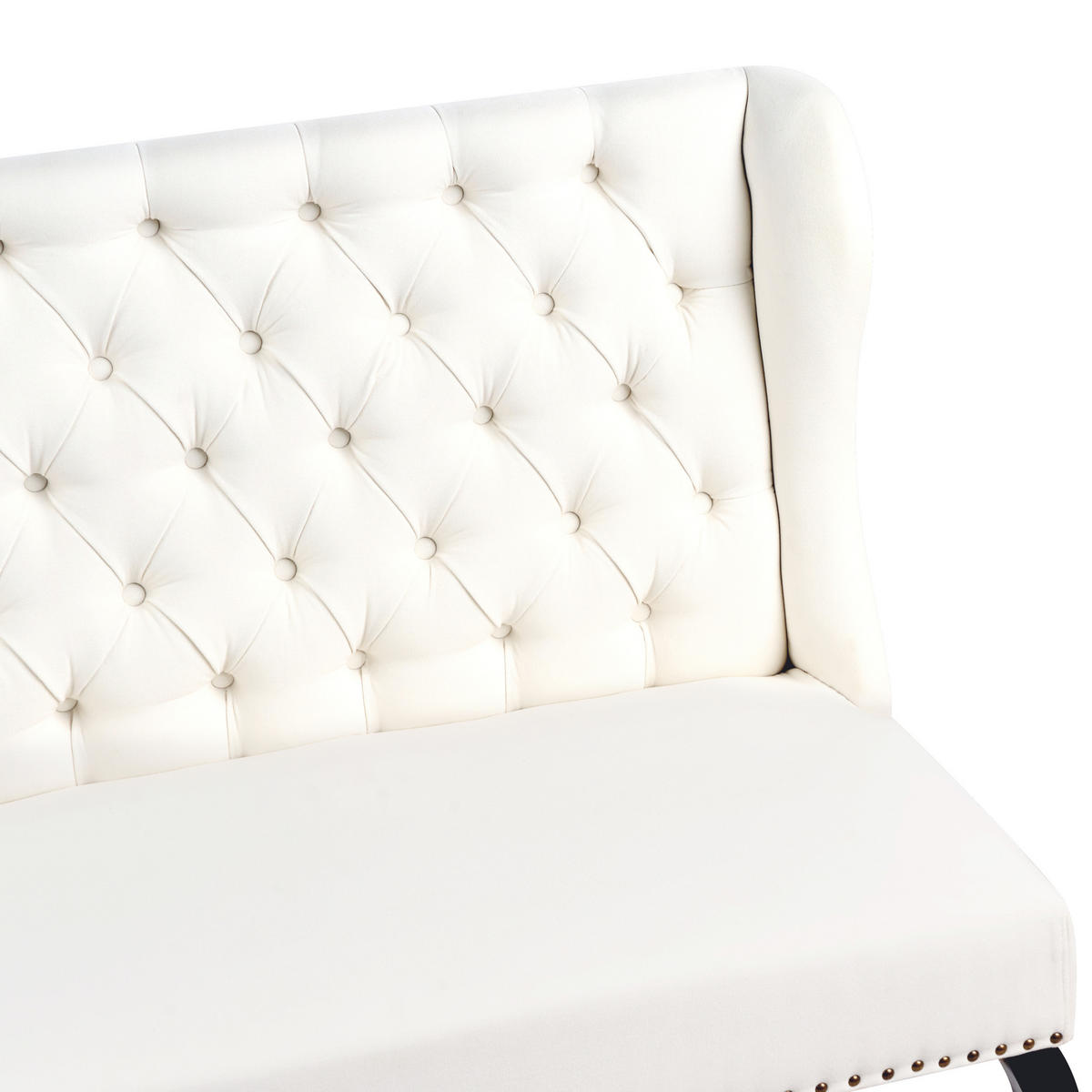 2-SITZER-KÜCHENSOFA creme Torsby - Schwarz/Weiß, Textil (154/106/63cm) - Beliani